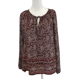 GAP Boho Peasant Top Plum Purple Relaxed Fit Size Medium
